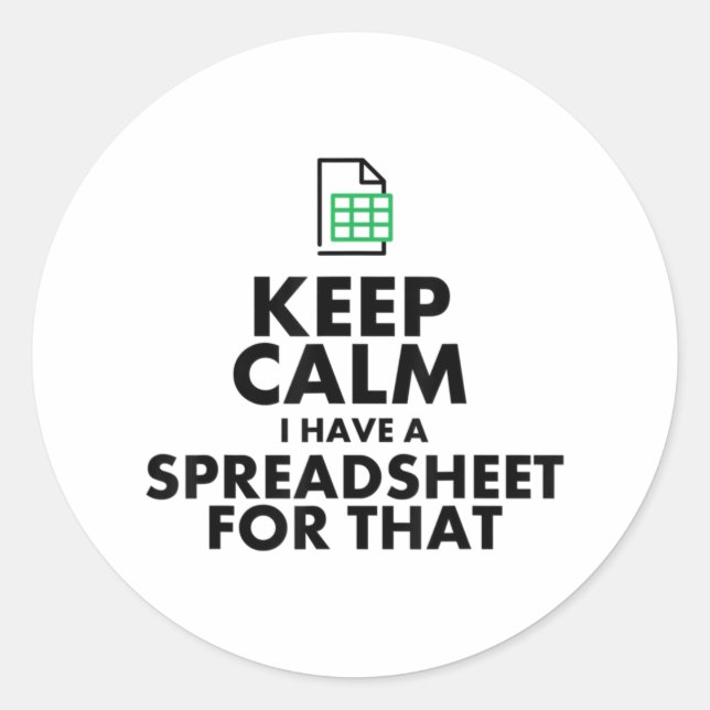 Sticker Rond Funny Excel Spreadsheets Lover Gift (Devant)