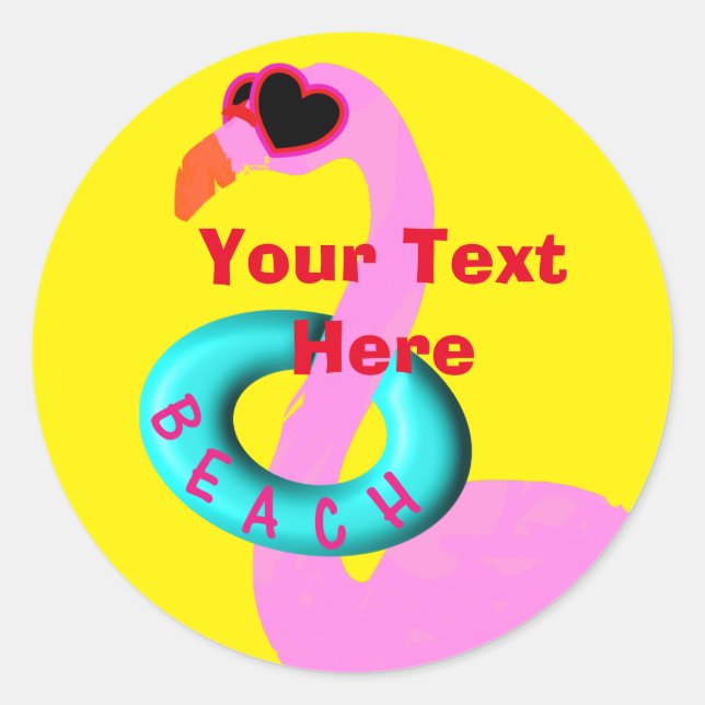 Sticker Rond Funny Flamant rose rose Personnalisé (Devant)