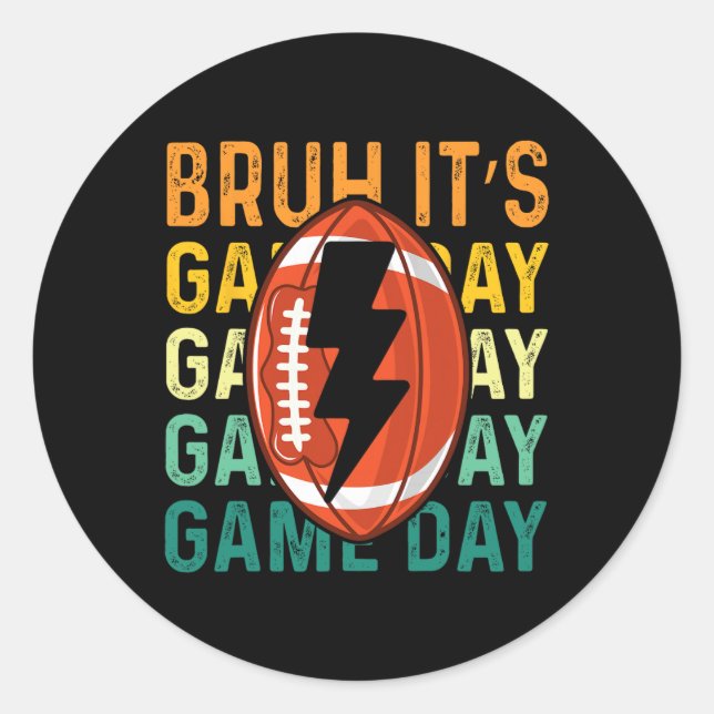 Sticker Rond Funny Football Garçons Enfants Bruh C'est Jeu Jour (Devant)