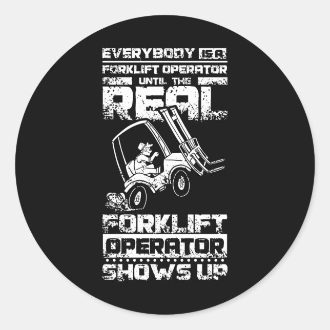 Sticker Rond Funny Forklift Operator (Devant)