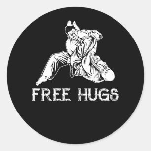Sticker Rond Funny Free Hugs Brazilian Jiu-Jitsu