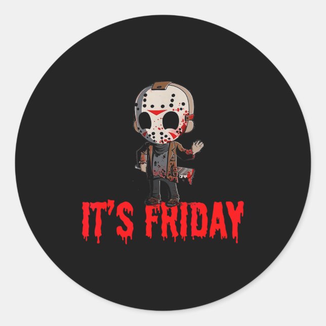 Sticker Rond Funny Friday 13th Funny Halloween Horror  (Devant)