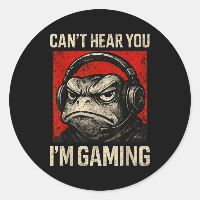 Sticker Rond Funny Gamer Mpy Frog Art Men Women Boys Video Gami (Devant)