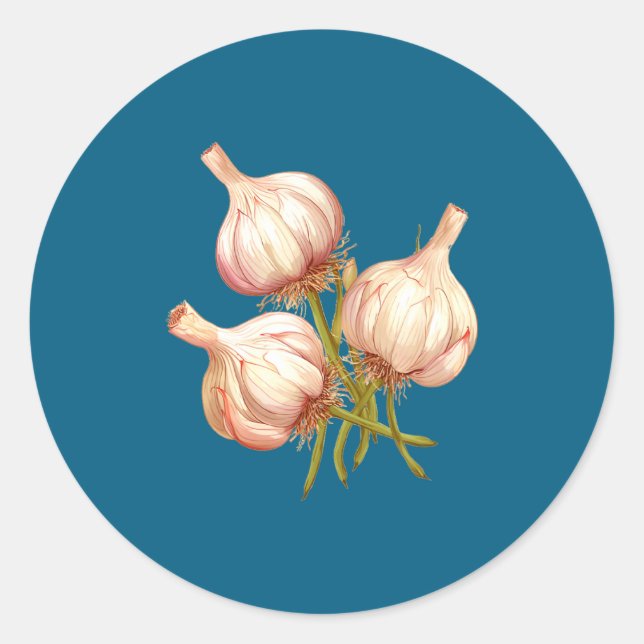 Sticker Rond Funny Garlic Plants  (Devant)