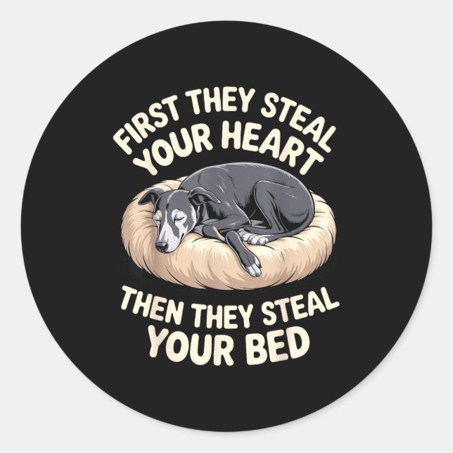 Sticker Rond Funny Ghound Art For Men Women Kids Puppy Ghound L (Devant)