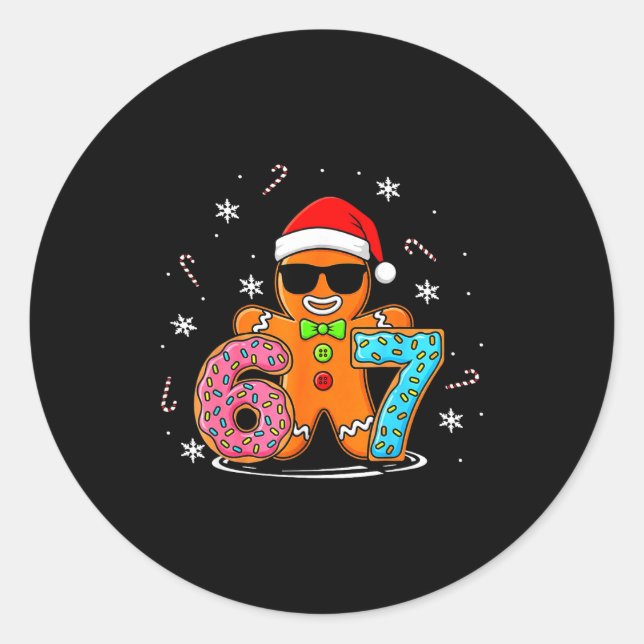 Sticker Rond Funny Gingerbread 67 Six Seven Ice Cream Drip Chri (Devant)