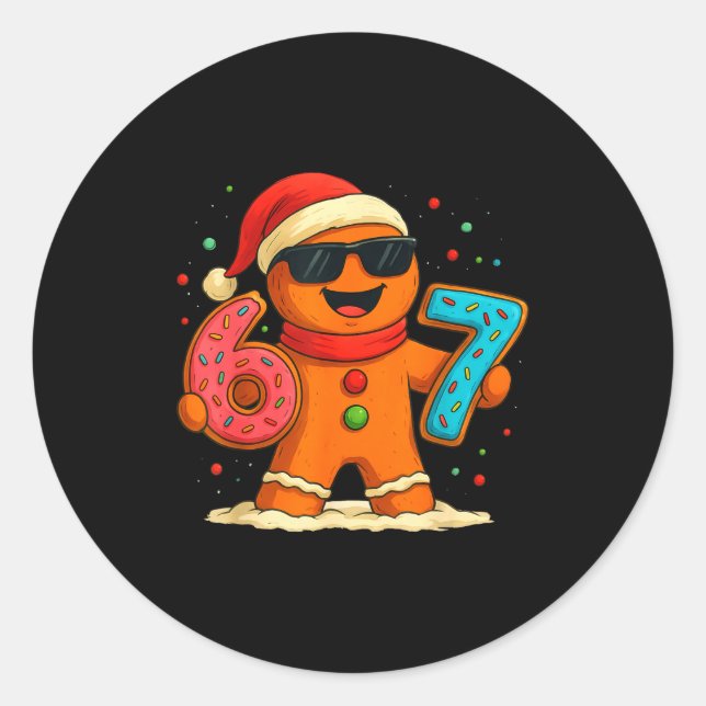Sticker Rond Funny Gingerbread Six Seven 67 Ice Cream Drip Chri (Devant)