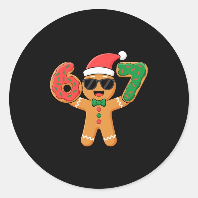 Sticker Rond Funny Gingerbread Six Seven 67 Ice Cream Drip Chri (Devant)
