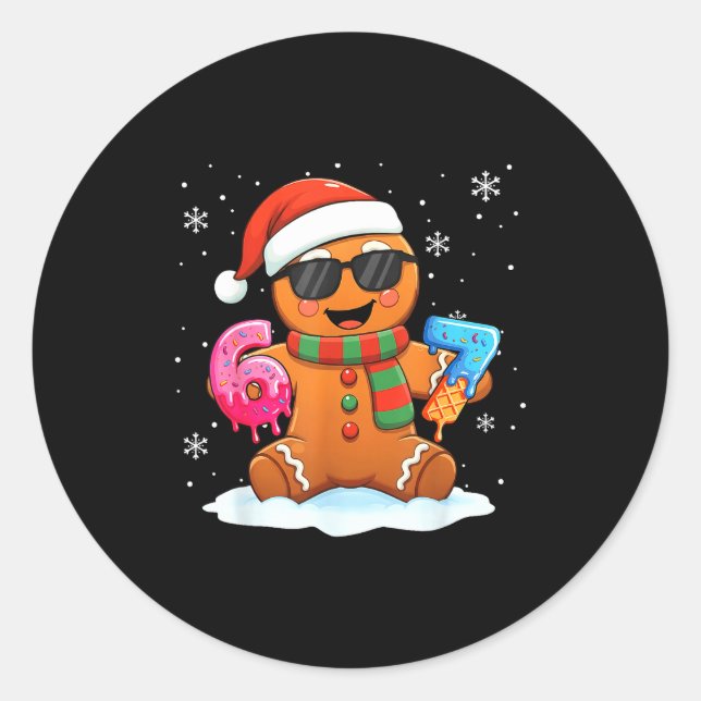 Sticker Rond Funny Gingerbread Six Seven 67 Ice Cream Drip Chri (Devant)