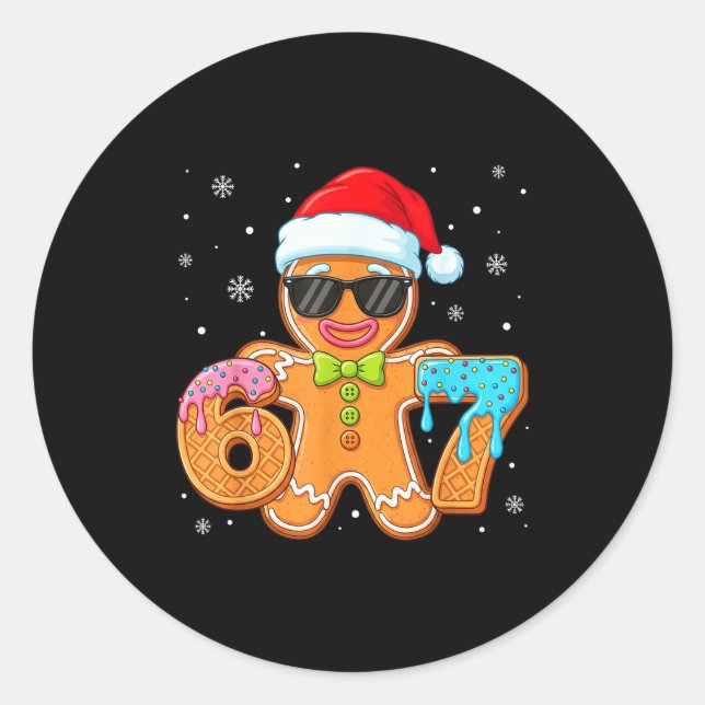 Sticker Rond Funny Gingerbread Six Seven 67 Ice Cream Drip Chri (Devant)