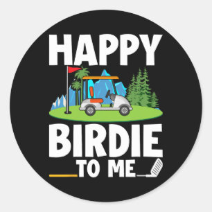 Sticker Rond Funny Golf Anniversaire Joyeux Birdie Golfer Garço