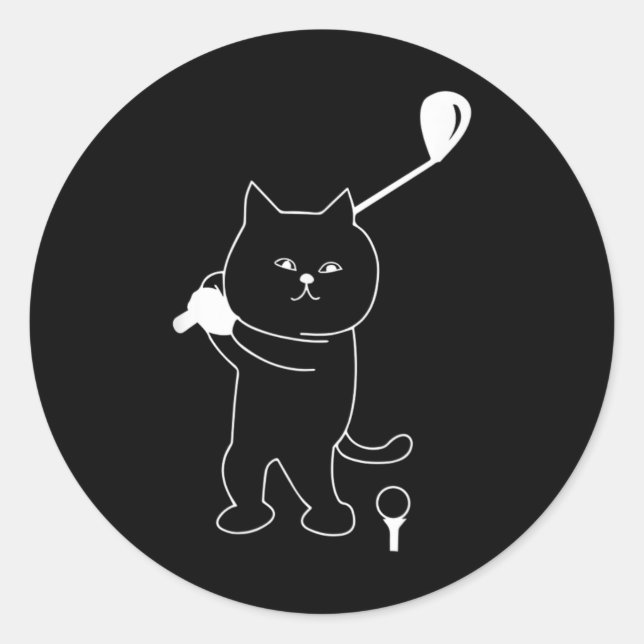 Sticker Rond Funny Golf Chat Papa Golf Club De Golf Pour Homme (Devant)