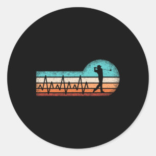 Sticker Rond Funny Golf Heartbeat Retro Golf Lover Golfer Men