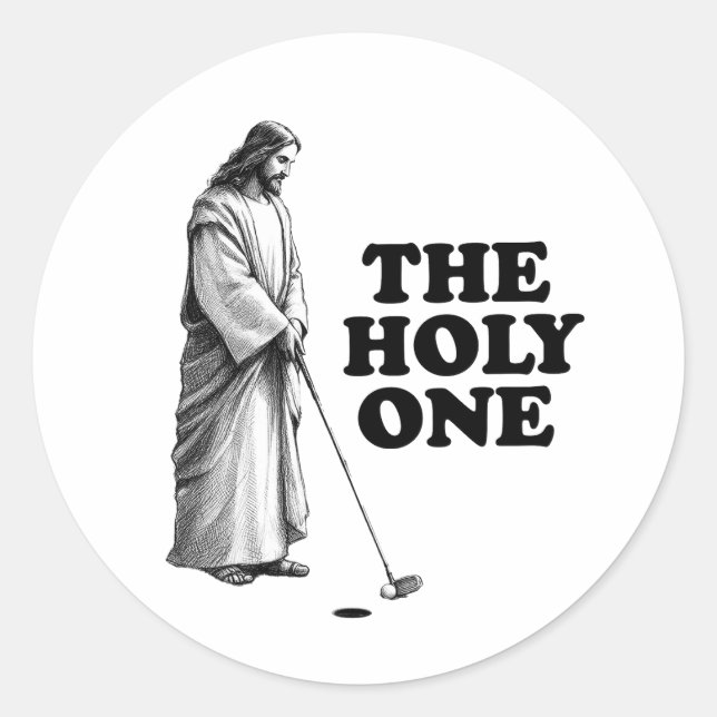 Sticker Rond Funny Golfing Jésus Le Saint (Devant)
