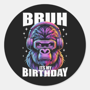 Sticker Rond Funny Gorilla Anniversaire Garçons Adultes Enfants