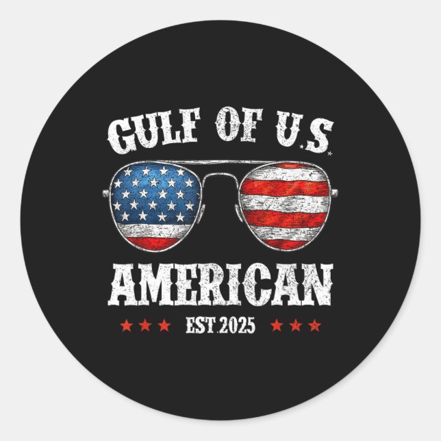 Sticker Rond Funny Gulf Of Usa Red White And Blue Sungles  (Devant)