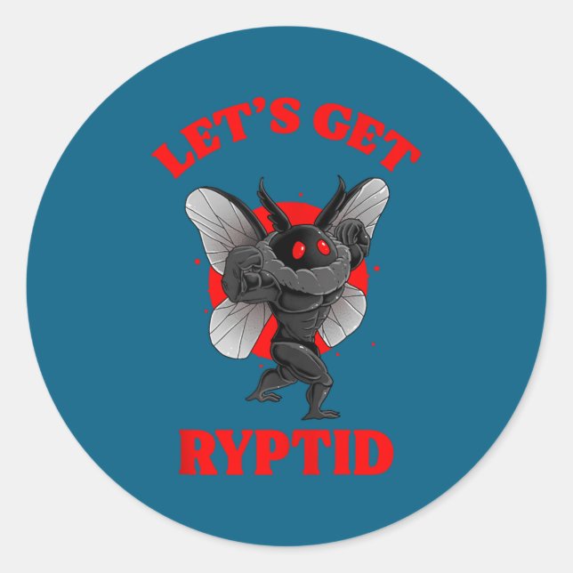 Sticker Rond Funny Gym Mothman Shirt Cryptid Let's Get Ryptid G (Devant)
