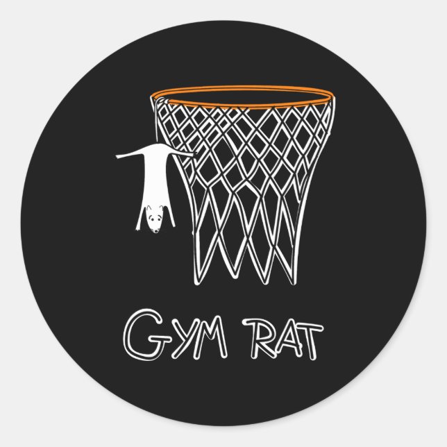 Sticker Rond Funny Gym Rat Basketball Hoop  (Devant)
