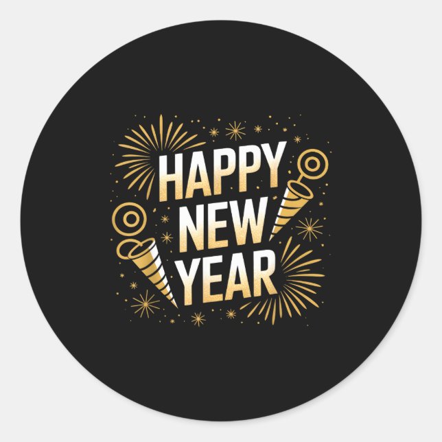 Sticker Rond Funny Happy New Year Couple Matching  (Devant)