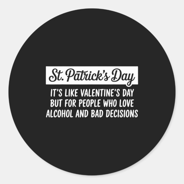 Sticker Rond Funny Happy St Patricks Day Irish Shamrock Lucky M (Devant)