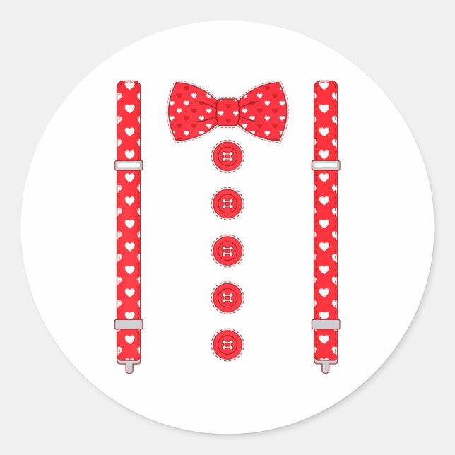 Sticker Rond Funny Hearts Bow Tie Suspenders Valentine's Day Co (Devant)