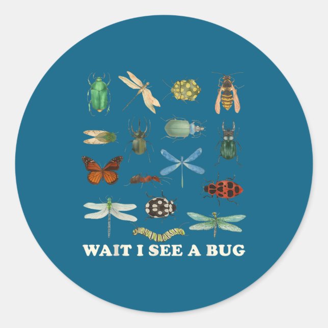 Sticker Rond Funny Insect Quote Wait I See A Bug Idea  (Devant)