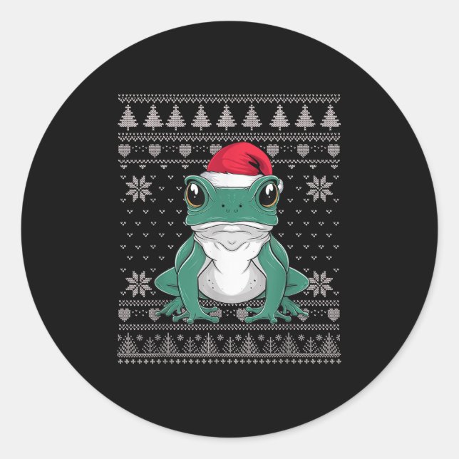 Sticker Rond Funny Ison Dart Frog laide Sweat de Noël Père Noël (Devant)