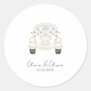 Sticker Rond Funny juste marié voiture personnalisée mariage