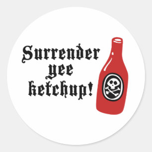Sticker Rond Funny Ketchup Pirate