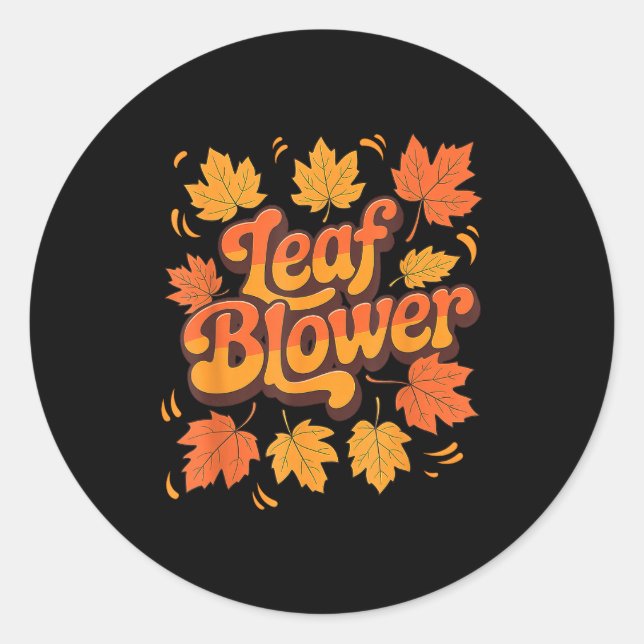 Sticker Rond Funny Leaf Blower Fall Costume Couple Halloween Ma (Devant)