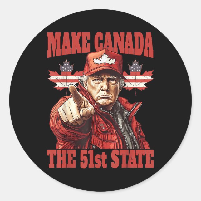 Sticker Rond Funny Make Canada 51e État (Devant)