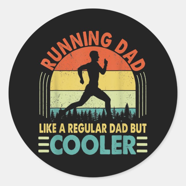 Sticker Rond Funny Marathon Runner Fête des pères (Devant)