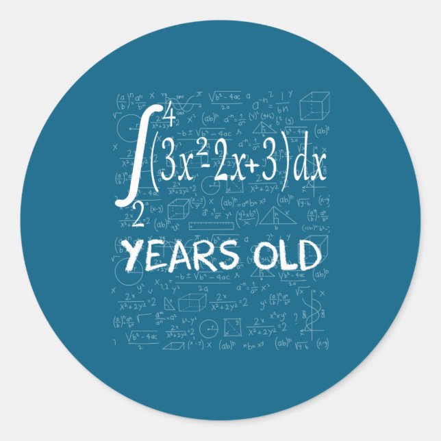 Sticker Rond Funny Math Geek 50 Years Old 50th Birthday Integra (Devant)