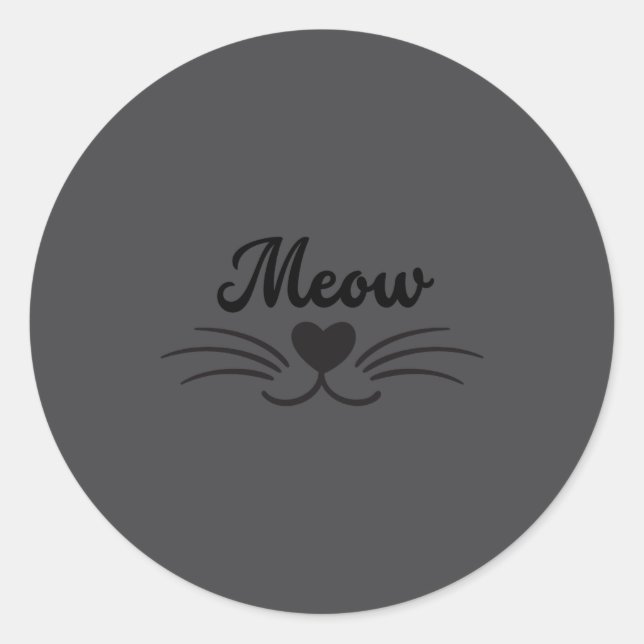 Sticker Rond Funny Meow Kitty Cat Mustache And Whisker  (Devant)