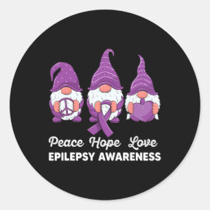 Sticker Rond Funny mignonne Gnomes Peace Hope Love Epilepsie Aw
