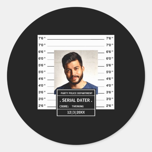 Sticker Rond Funny Mugshot Ster  (Devant)