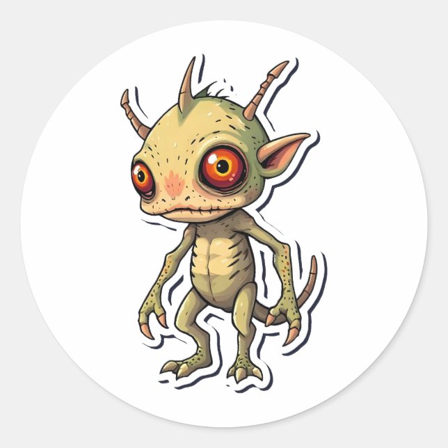 Sticker Rond Funny mutant creature (Devant)