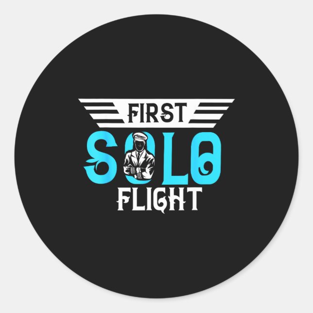 Sticker Rond Funny New Lot Design First Solo Flight Aircraft Lo (Devant)