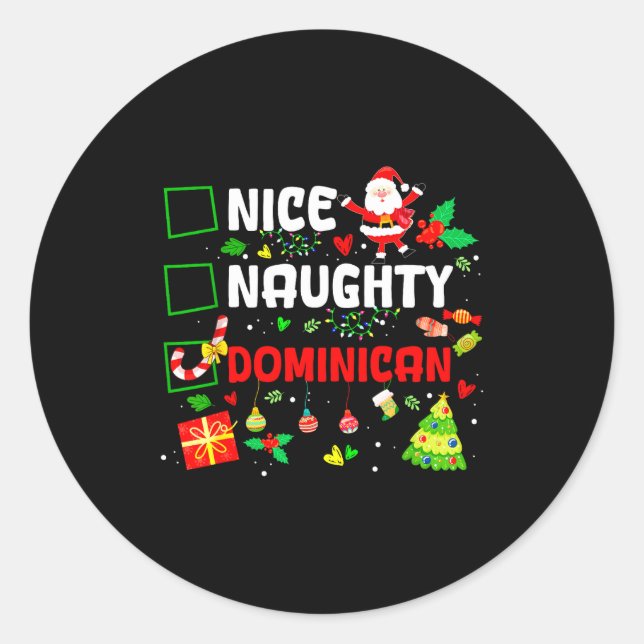 Sticker Rond Funny Nice Naughty Dominican Family Men Women Chri (Devant)