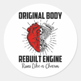 Sticker Rond Funny Open Heart Chirurgie Récupération Survivant 