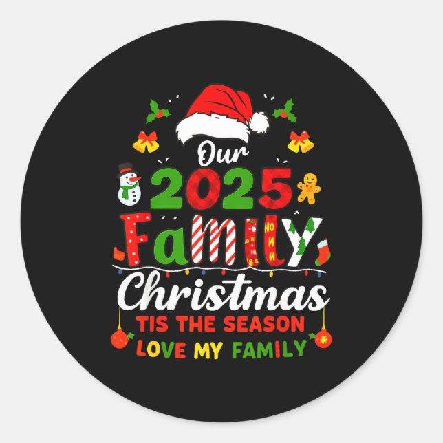Sticker Rond Funny Pajamas Outfit Family Matching Christmas 202 (Devant)