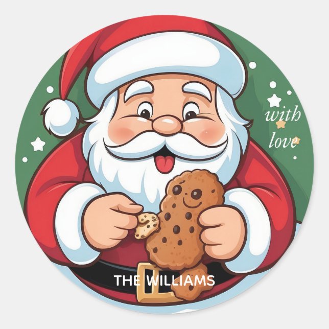 Sticker Rond Funny Père Noël Festive Cookie Holiday (Devant)