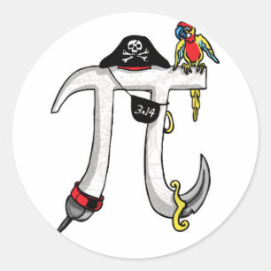 Sticker Rond Funny Pi rate Pi Day Humour