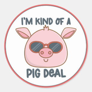 Sticker Rond Funny Pig Pun