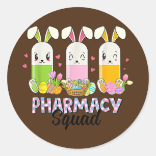 Sticker Rond Funny Pills Pharmacie Squad Pharmaciste Vie Pâque
