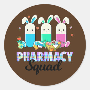 Sticker Rond Funny Pills Pharmacie Squad Pharmaciste Vie Pâque