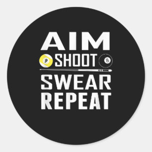 Sticker Rond Funny Pool Billiard T But Tir Sweat Répéter