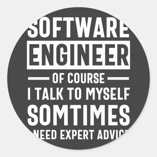 Sticker Rond Funny Programming Software Engineer Gift (Devant)