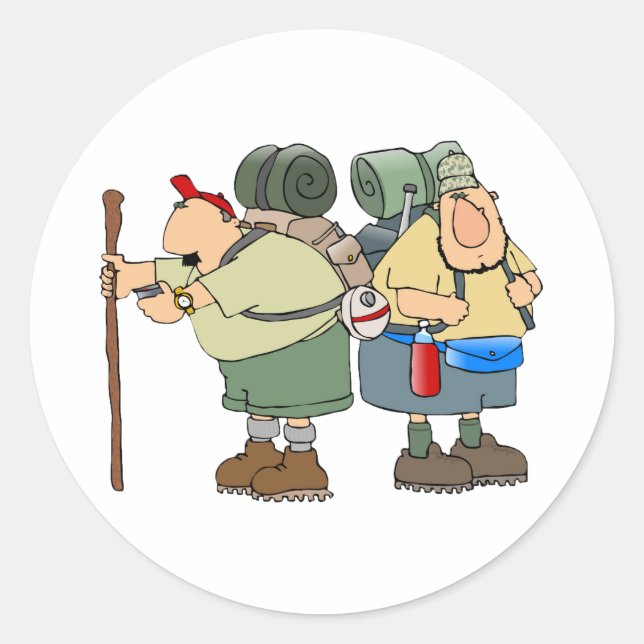 Sticker Rond Funny Randonneurs Outdoor Adventure Camping Humour (Devant)