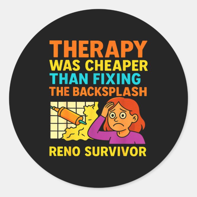 Sticker Rond Funny Renovation Remodeling Diy Construction New H (Devant)